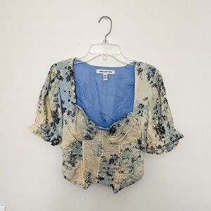 Urban Outfitters Yellow Floral Puff Sleeve Blouse